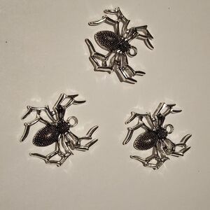 Silver Spider Charms Jewelry Making Beads Beading Halloween Crafts DIY 3 Pc‎